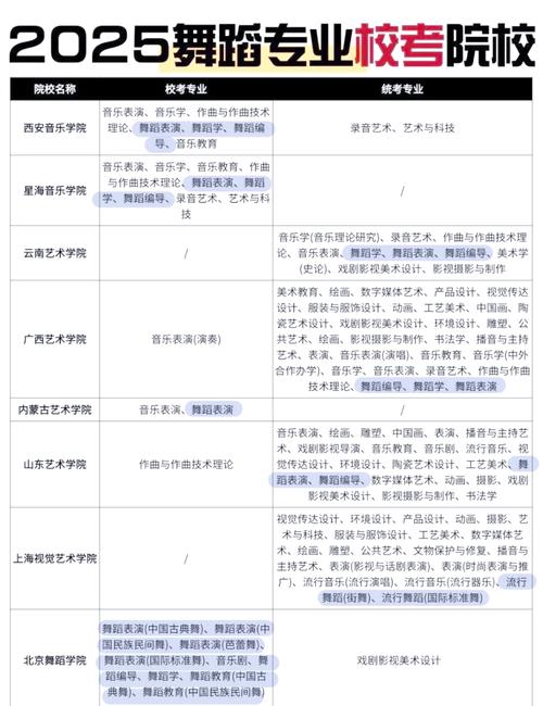 2025可报考舞蹈学校