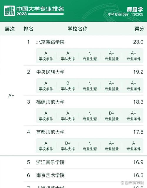 开设舞蹈专业的大学排名