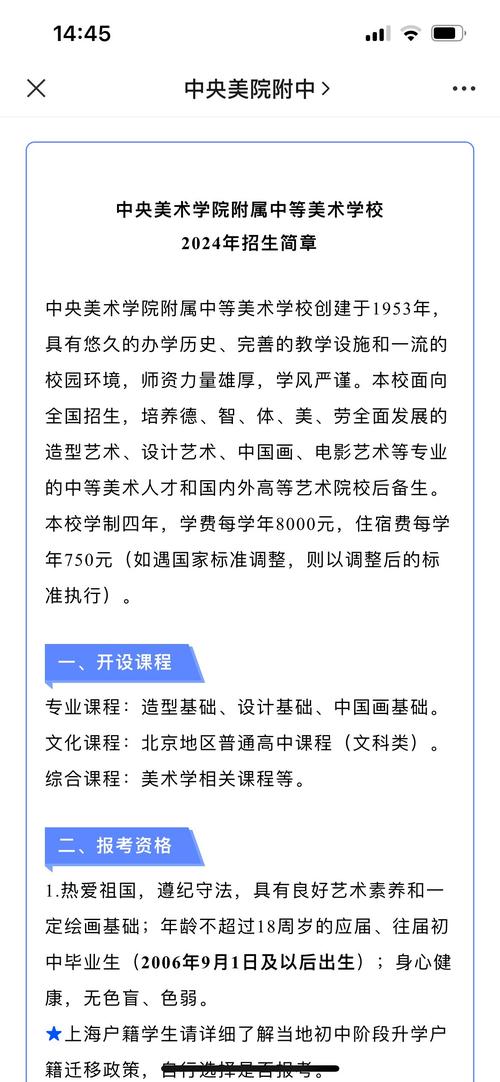 中央美术附中招生条件